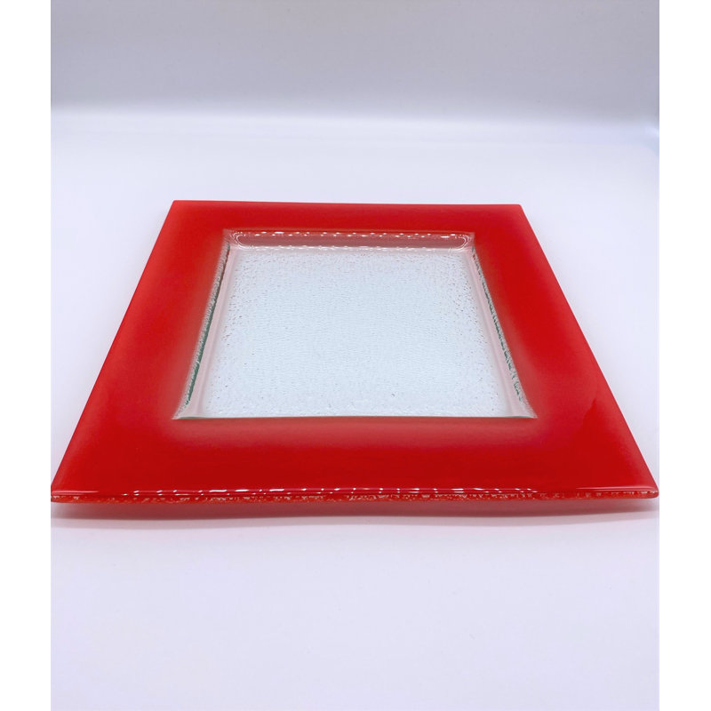 Allayna 25cm Dessert Plate, Clear/Red