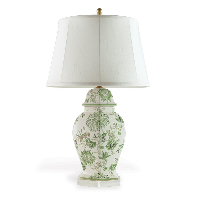 Braganza 28" Porcelain Table Lamp, White/Green