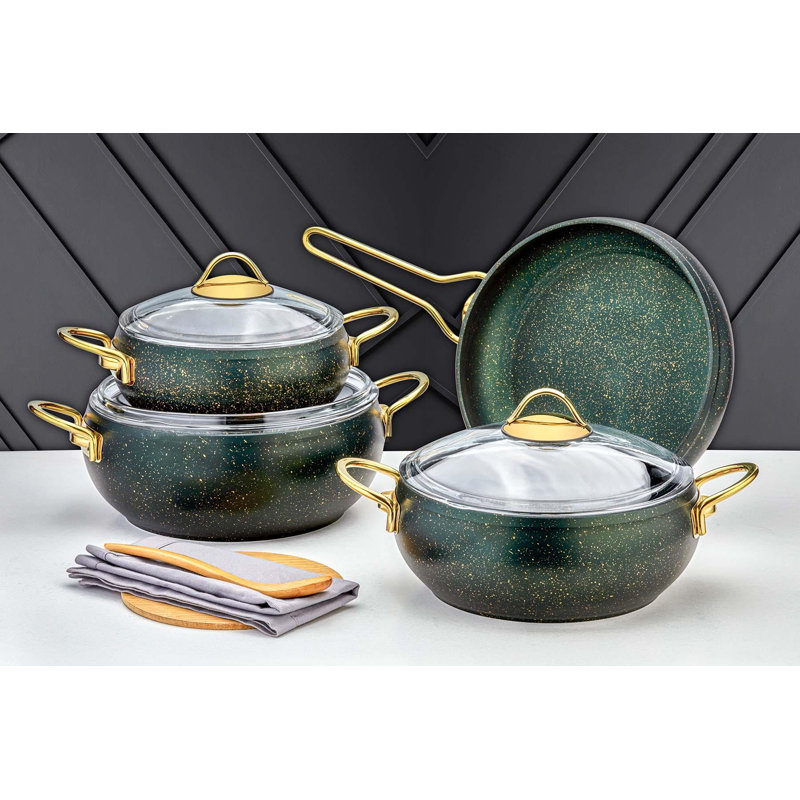 Autley 7 - Piece Non-Stick Aluminum Cookware Set, Green
