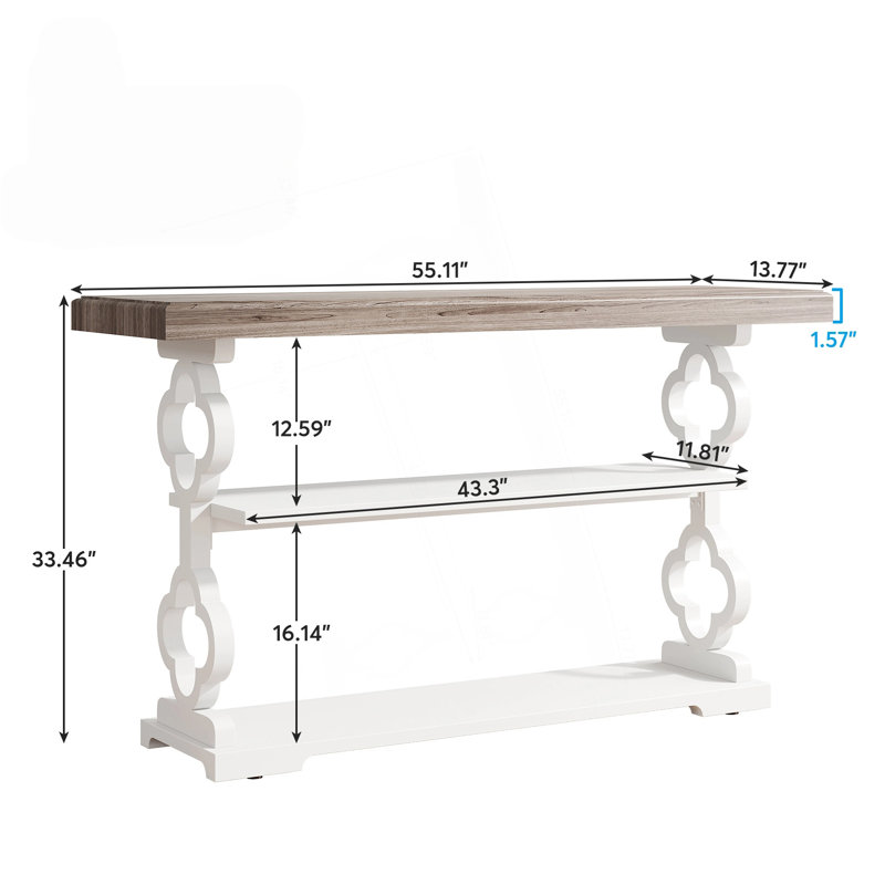 Console French Country, canapé de style campagnard avec 3 tablettes de rangement