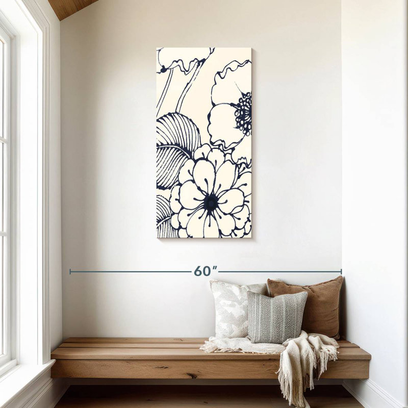 Plume marine et fleurs d'encre II, H 42 po x l 21 po