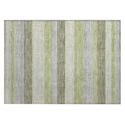 Machine Washable Indoor/Outdoor Xhevrie Aloe Rug