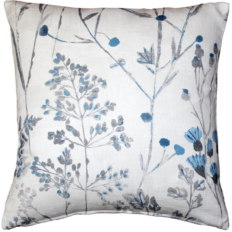 Floral Cotton Throw Pillow, Cream