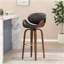 Tabouret de bar pivotant moderne 30 po Mid-Century, noir minuit, noyer