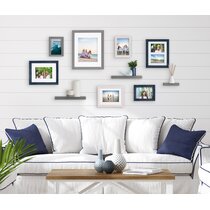 StyleWell Blue Modern Frame with White Matte Gallery Wall Picture Frames (Set of 4)