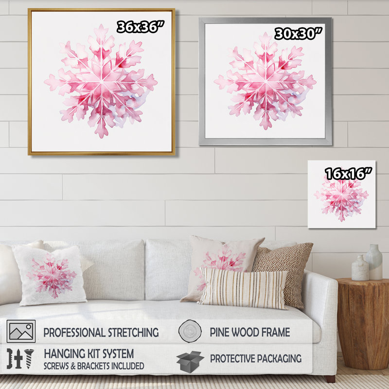 Décoration de Noël flocon de neige rose I - Botanicals, Gold Floater Framed, H 16 po x l 16 po x P 1 po