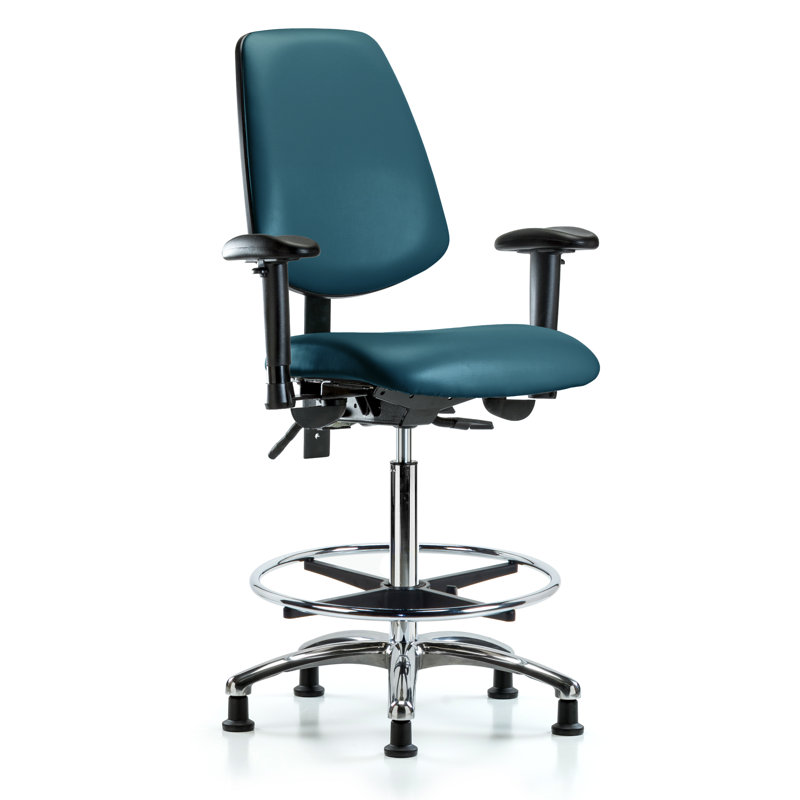 Chaise de travail ergonomique Landolfo, Bleu marine, Patins, Oui