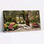 Flûtes à champagne et agrumes sur une table en bois, art mural-133440348
