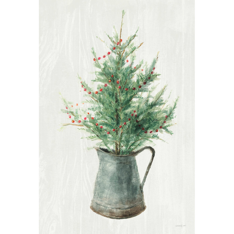 Arbre de Noël blanc et lumineux II, H 18 po x l 12 po, Non, Toile tendue