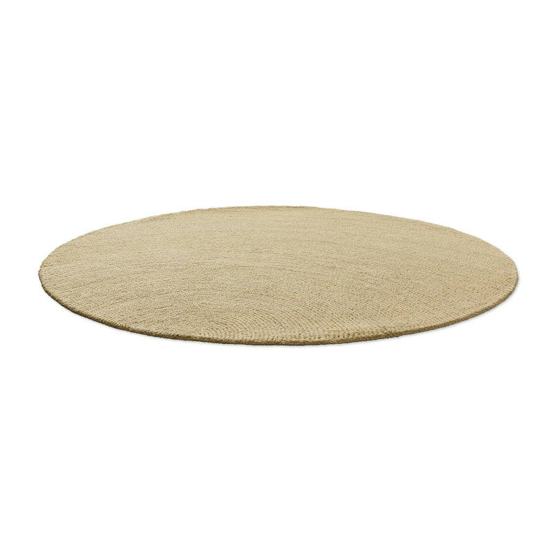 Hand Tufted Wool Area Rug in Sand, Round 4'11"