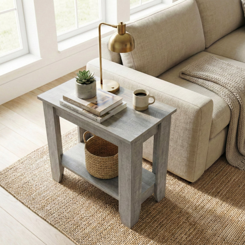 Justine Basilico End Table with Storage, Dusty Gray Oak