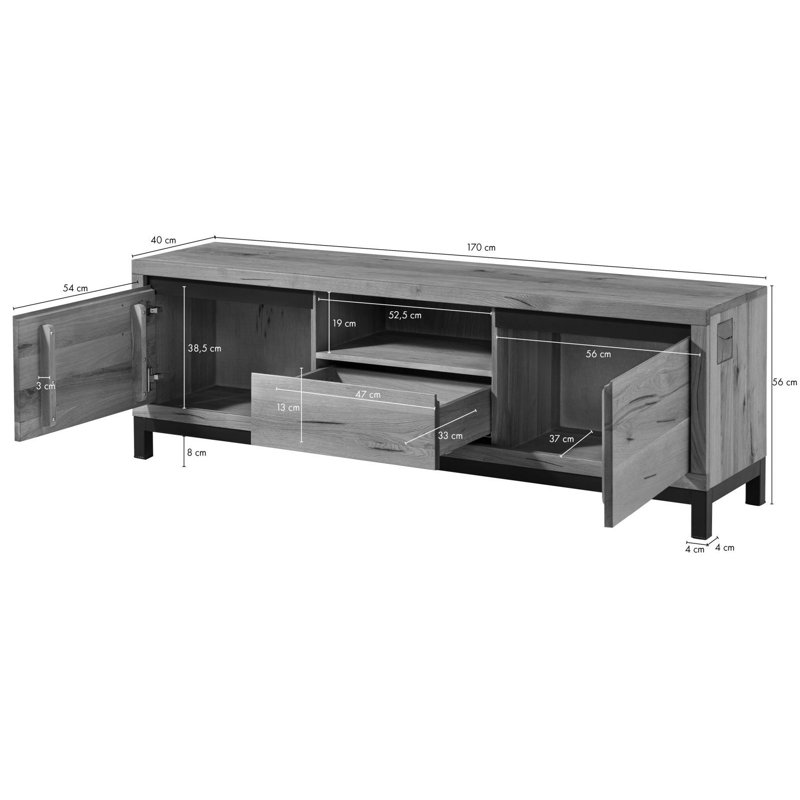 Villanders Unfinished TV Stand for TVs up to 78", Tobacco Brown