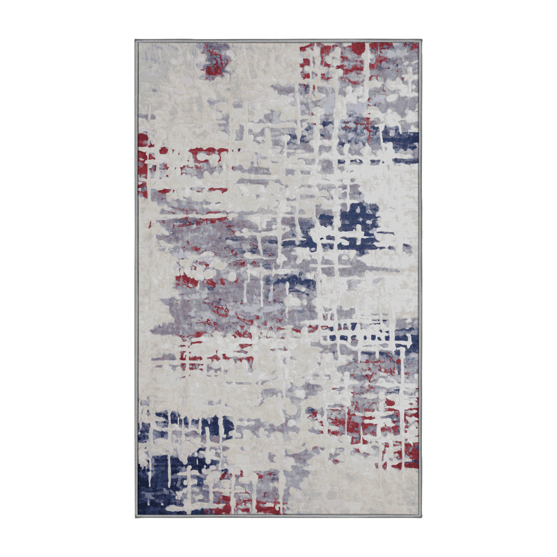 Tapis gris lavable à la machine, Rectangulaire 3 pi x 5 pi