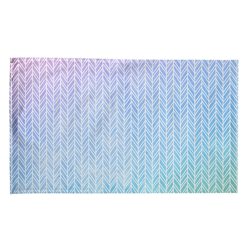 Serviette à thé à motif chevrons, Sergé de coton, Bleu / Rose