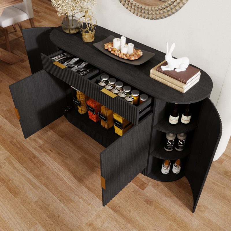 Buffet 55 po avec portes et rubans Magic, Noir