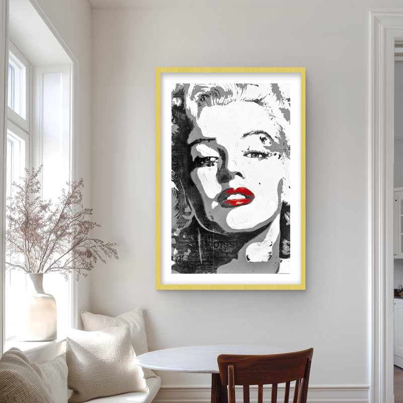 Marilyn Monroe, reproduction encadrée rouge mat pour la décoration intérieure