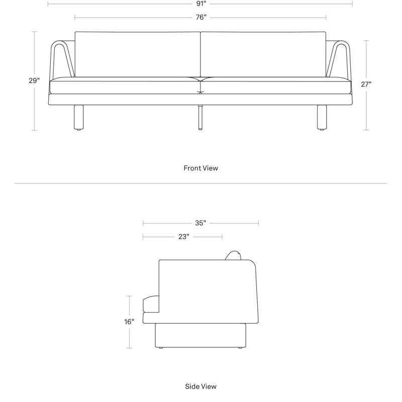 Loophole Outdoor 3 - Seat Patio Sofa, Toohey Charcoal