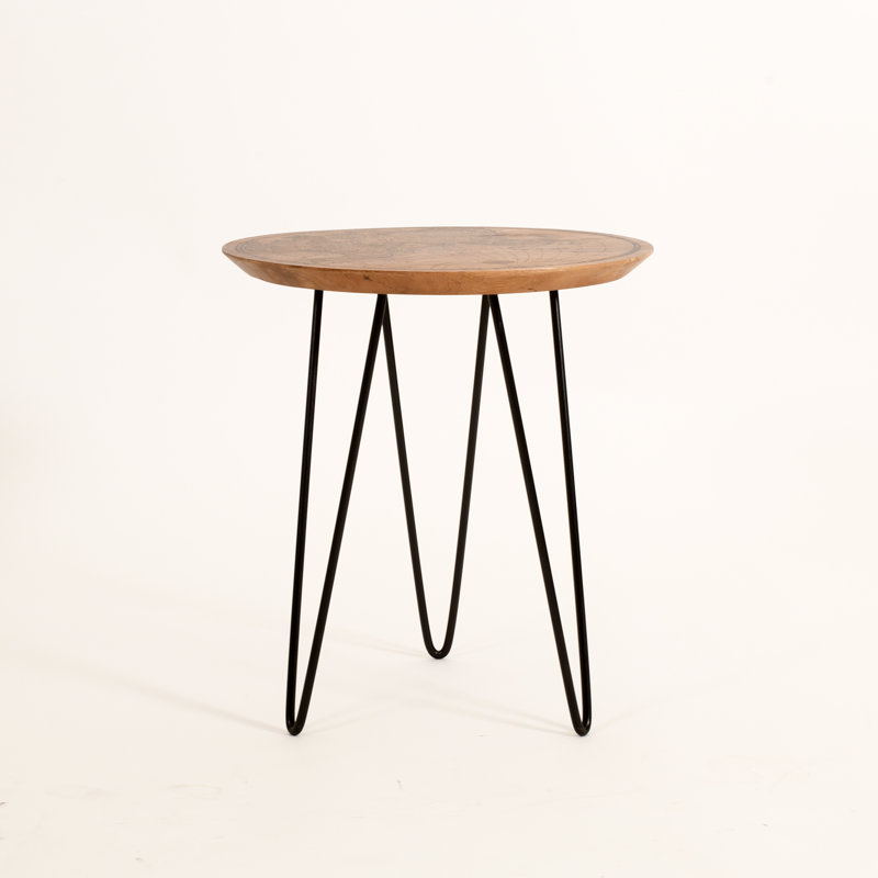 Table de bout à 3 pieds en bois massif