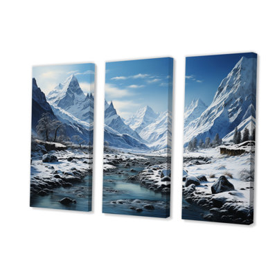 Winter Tranquility Mountains I sur toile, reproduction de 3 pièces