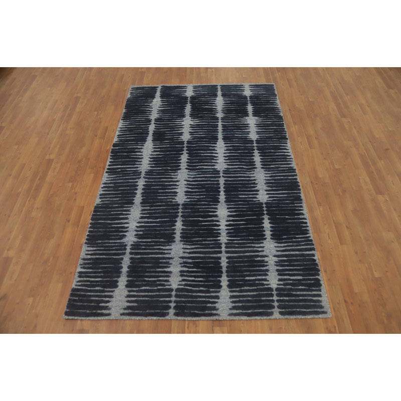Modern Wool Abstract Indian Area Rug 5x9