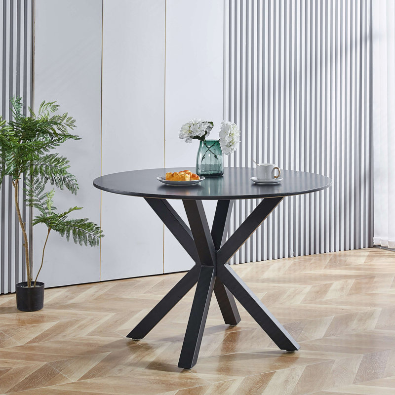 Table de salle à manger 42,1 "NOIRE Mid-Century pour 4 à 6 personnes