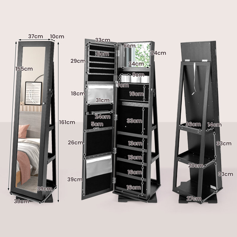 Freestanding Jewelry Armoire, Black