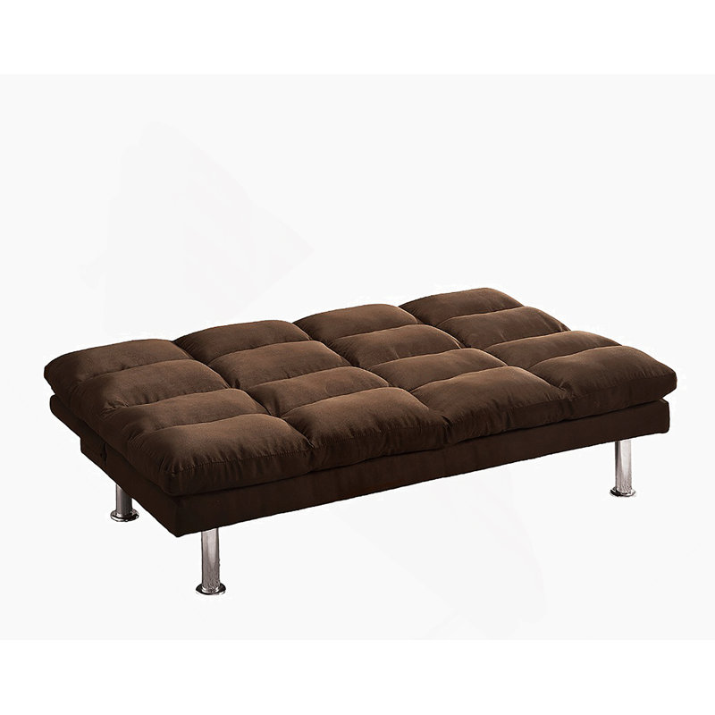 Lit futon contemporain en microfibre avec pieds de soutien supplémentaires, convertible en lit, idéal pour les chambres d'enfants et les petits espaces