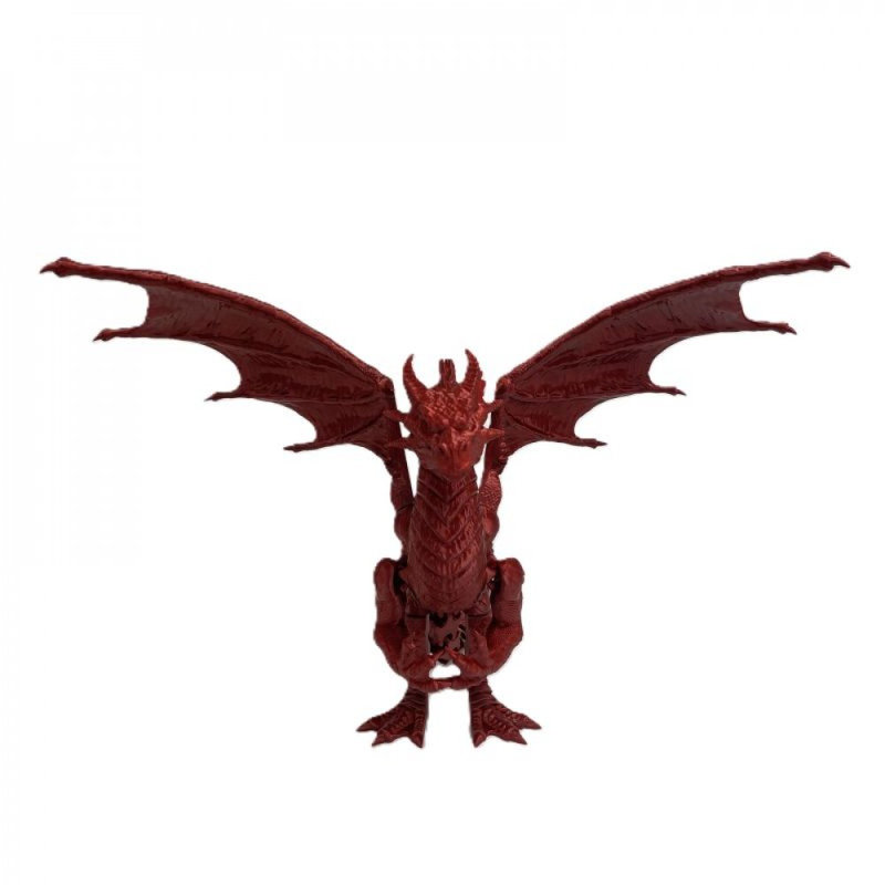 Figurine de dragon ailé imprimée en 3D, Rouge, H 13 po x l 17 po x P 15 po