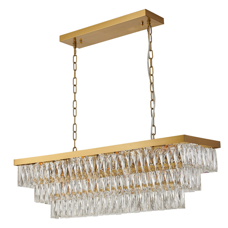 Lustre en cristal doré à 3 niveaux 12 lumières Transitional