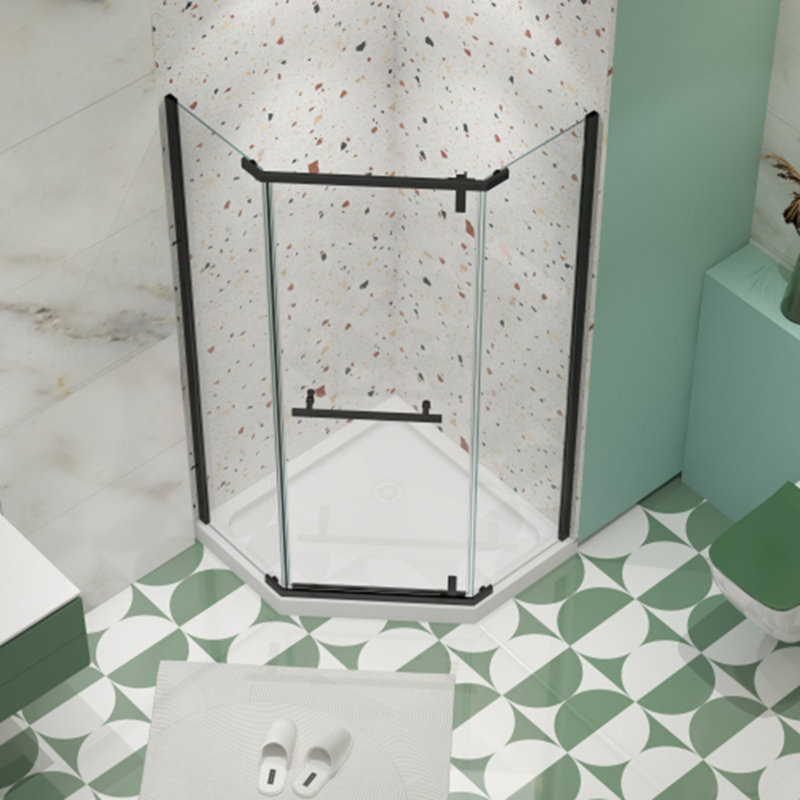 Porte de douche pivotante sans cadre avec verre trempé Neo-Angle, Noir