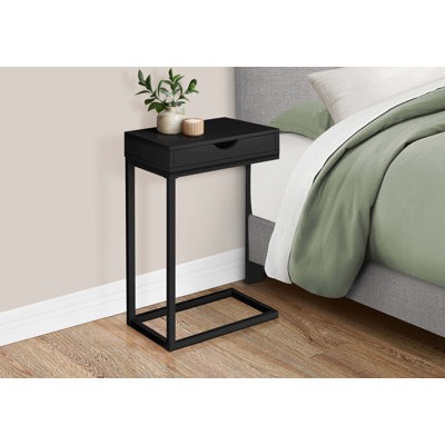 End Table, C-Shaped, Side, Snack, Storage Drawer, Living Room, Bedroom, Metal, Contemporary, Modern