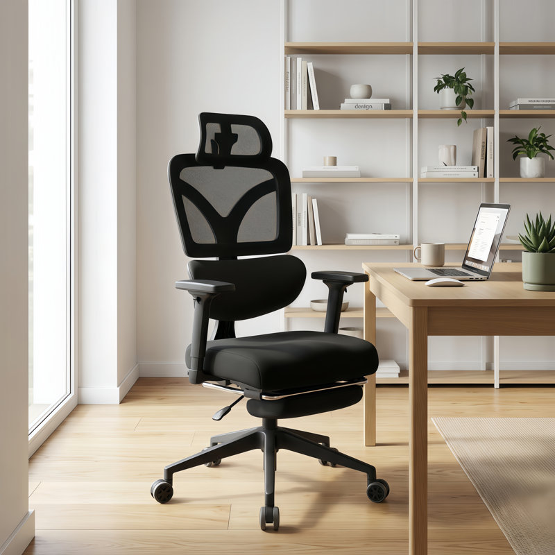 Fauteuil de bureau ergonomique avec appui-tête 3D, soutien lombaire 4D, accoudoirs réglables, inclinaison 145 ° Zero Gravity, fauteuil de jeu d'ordinateur avec repose-pieds, dossier en filet respirant et siège en coin pour les jeux de bureau à domicile