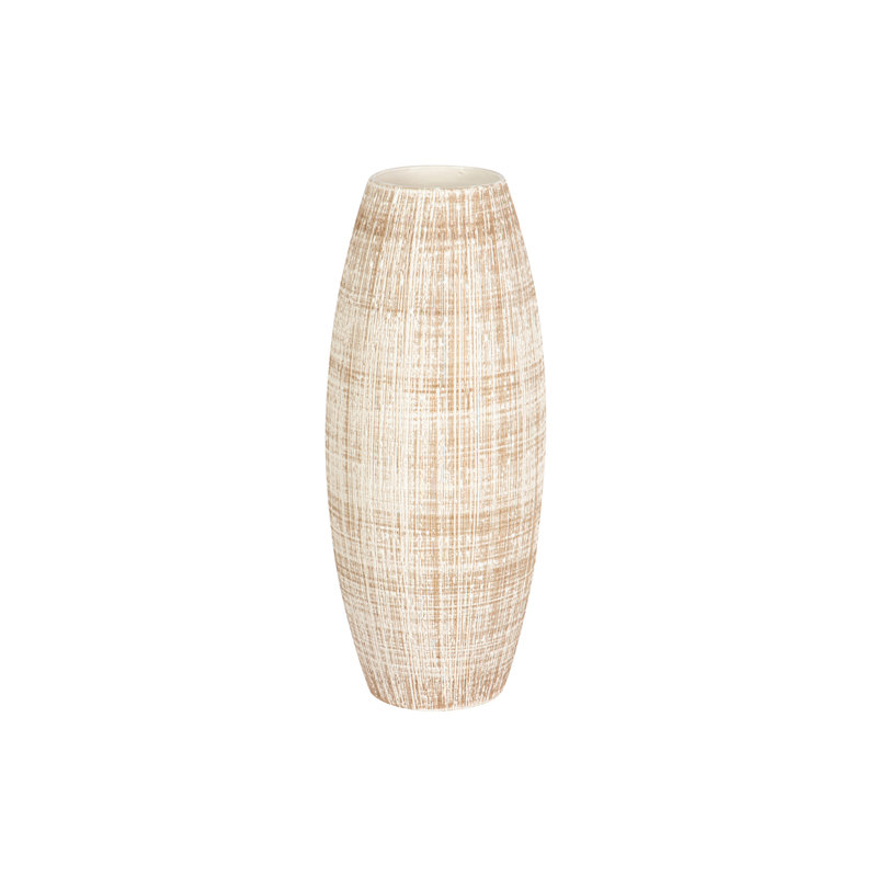 BROWN CERAMIC VASE, overall height- 36cm