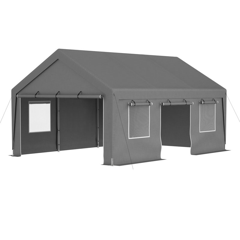 13 pi. L 20 pi. Abri de rangement pour garage portatif D Garage, Gris