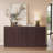 64.5"W Sideboard, 4-door Storage Cabinet with Fluted Round Side Panels and Faux Marble Top-125308904
