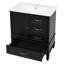 Meuble-lavabo 30 po, comptoir en céramique, plateau, trois tiroirs, porte simple, assemblage facile, autoportant, noir-130100714