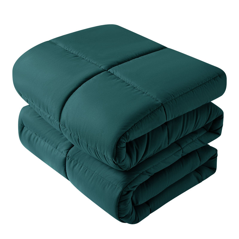 Breathable Box-stitch All Season Down Alternative Comforter, Full Comforter, Green