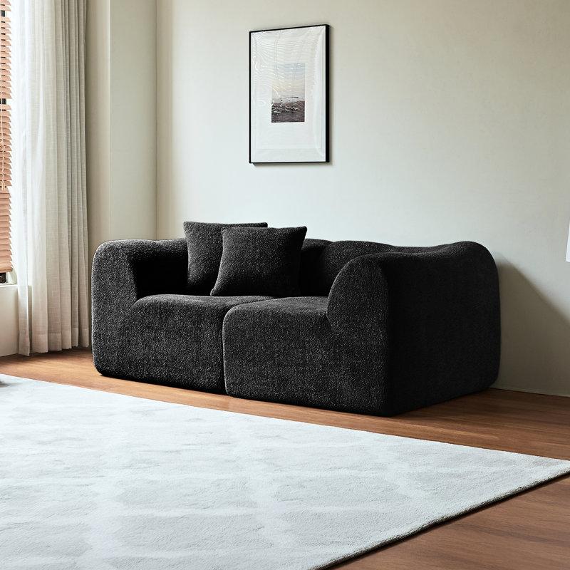 Doux velours 2 places compressé, base stable, assise confortable au bureau avec coussins décoratifs, rembourrage en mousse, convient aux espaces compacts