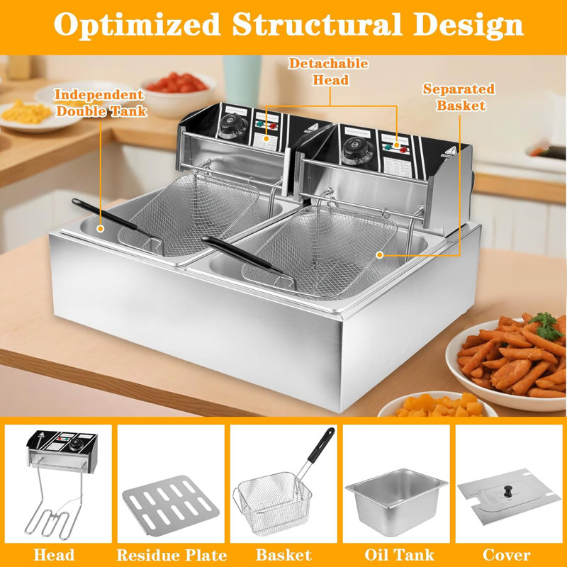 5000W Dual Basket Deep Fryer