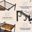 Organisateur de garage pour le garage avec tablettes en bois à 2 niveaux, organisateur de jardin pour le garage avec 6 crochets, support à outils de jardin en acier robuste pouvant contenir jusqu'à 35 outils de jardin à long manche pour le rangement, 