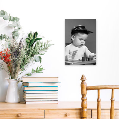 1960S Baby Girl Playing With Cards Poker Chips Gambler Indoor Classic Retro Vintage Wall Art