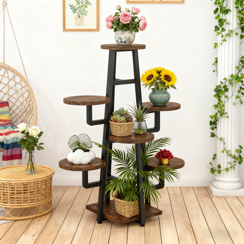 Support pour plante 43,30 "à 7 niveaux, Brun / Noir