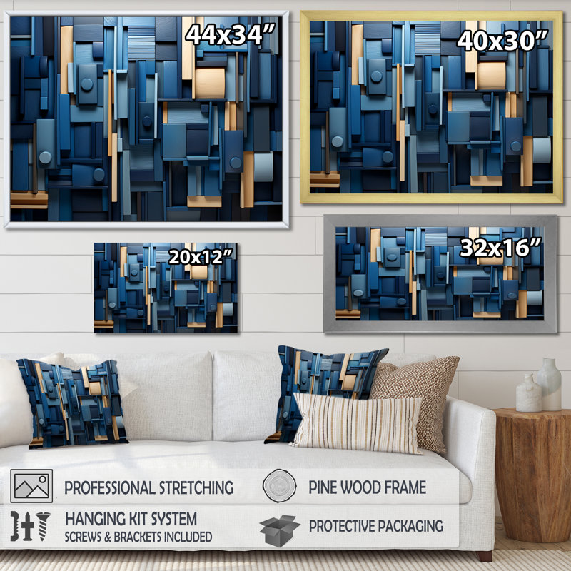 «Blue Behemoths Modern Skycrapers II», reproduction sur toile, H 12 po x l 20 po x P 1 po, Toile tendue