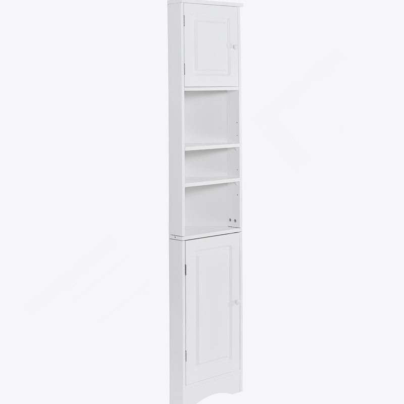 Corner Cabinet For Bathroom Storage With Two Doors, Adjustable Shelves And Open Shelf, Ideal For Saving Space And Organizing Items