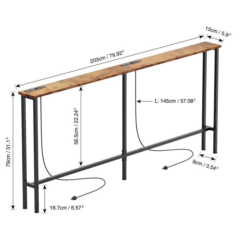 Canapé 78 po avec console étroite