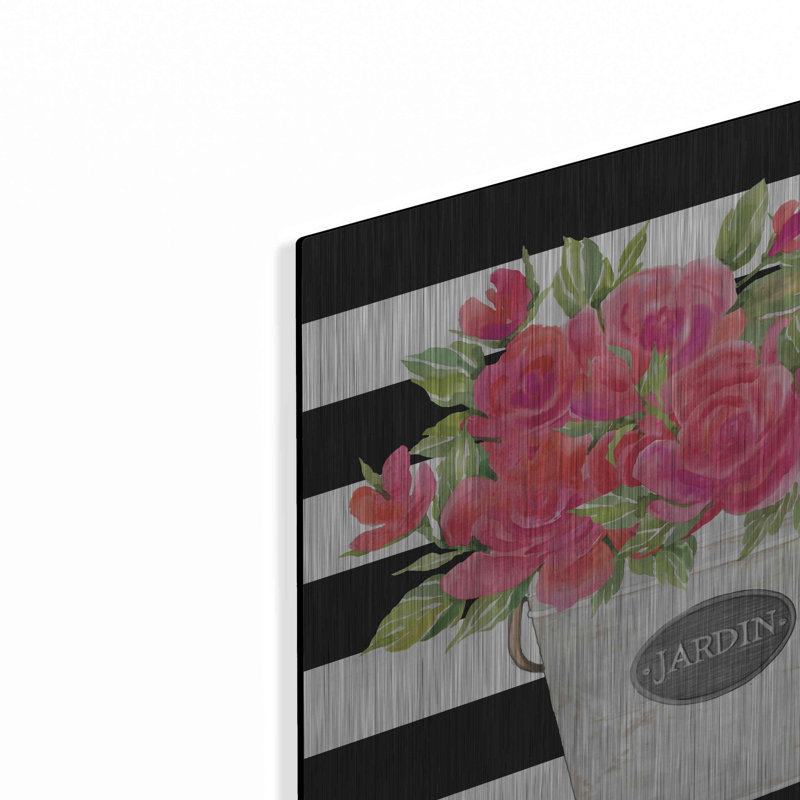 Winston Porter «Fuchsia Jardin Stripes» par Cindy Jacobs, art mural en métal, H 12 po x l 12 po