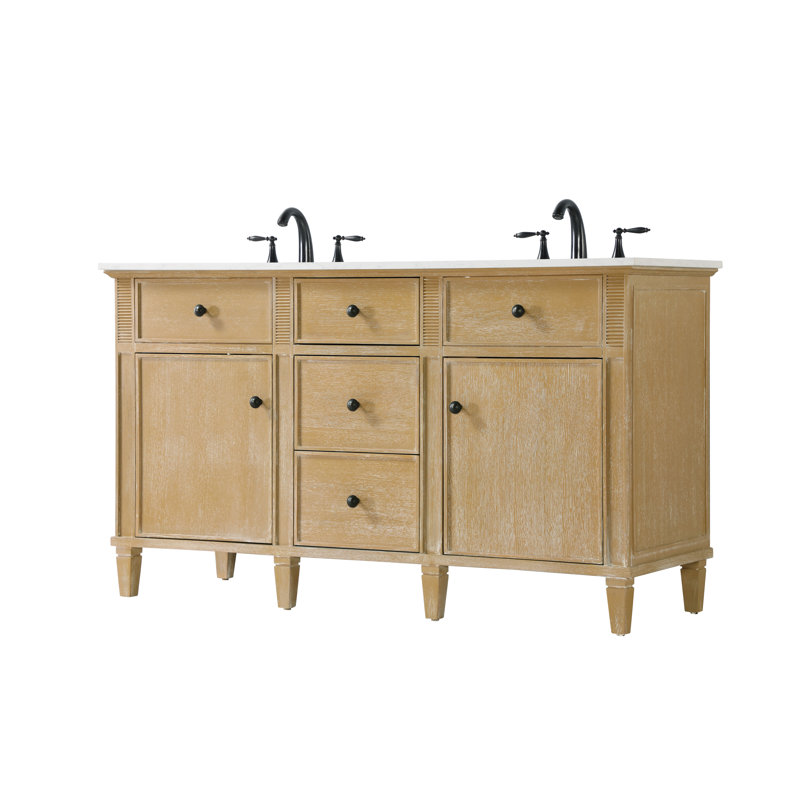 Greeicy 60" Bordeaux Bathroom Vanity, Antique Oak