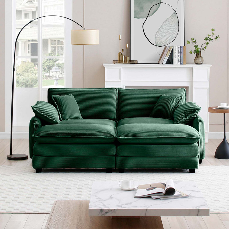 Canapé de cinéma deux places avec repose-pieds, Vert
