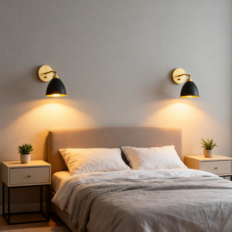 Applique murale rétro vintage, ensemble de 2 lampes de lecture à intensité variable avec interrupteur marche / arrêt, abat-jour ovale en métal pour éclairage mural intérieur