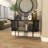 Alan Black Metal Mesh Side Panel Living Room Console Table with Open Center Storage, 47" x 15" x 32"